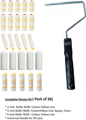 KOMAL Complete Painter Kit Roller Refills with Handle Paint Roller(Pack of 26)