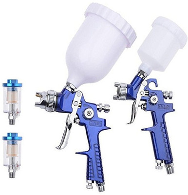 Air-ga COMBO HVLP SPRAY PAINT GUN WITH AIR FILTER 1.4MM & 0.8MM WITH TOOL KITS HVLP Sprayer(Blue)