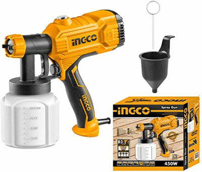 INGCO Electric Spray Gun SPG3508 450 Watt with Viscosity Measuring Cup 800 ml Capacity Air Assisted Sprayer