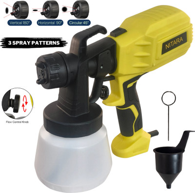 Nitara POWERFUL 550W 800ML electric paint spray gun for paint on wall, wood and metal HVLP Sprayer(Yellow)