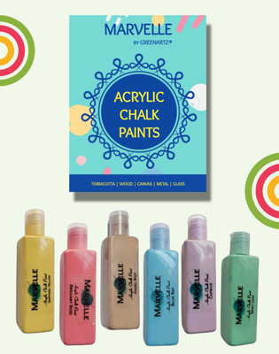 Marvelle 6 Colours x 50ml each Chalk Paints Acrylic colours(Set of 6, Pastel Shades)
