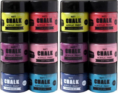 LITTLE BIRDIE Home Decor Chalk Paint Cheery Blend 6Pcs X 20ml , Pack of 2(Set of 12, Cheery Blend)