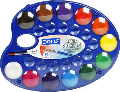 DOMS MAGIC PALETTE AQUA COLOUR CAKE 12 SHADES (40 mm)(Set of 1, Multicolor)