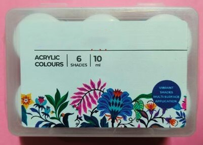 Edesk Acrylic Colours (6 Vibrant Shades)(Set of 1, Lemon Yellow, Crimson, Ultramarine Blue, Sap Green, Black, White)