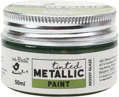 LITTLE BIRDIE Tinted Metallic Paint Mossy Glaze 50ML (Pack of 2)(Set of 2, Green)