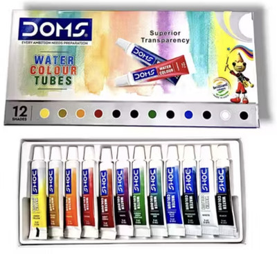 DOMS 80771 - WATER COLOUR TUBES 12 SHADES(Set of 12, Blue)