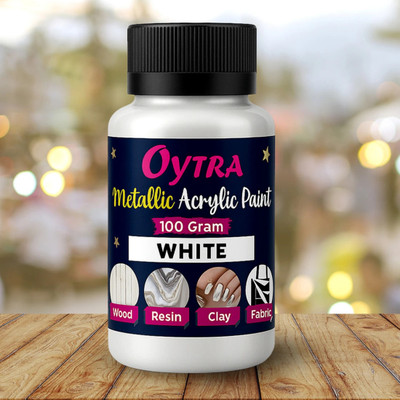 OYTRA Acrylic Metallic Paint Colours White Pearl Colors 100 ML For Metal Canvas Idols(Set of 1, White)