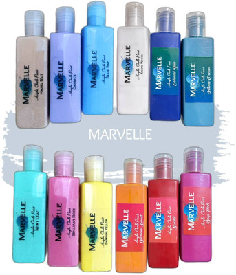Marvelle 12pc Chalk Paint Acrylic Colour set - 50ml each(Set of 12, Multicolor)