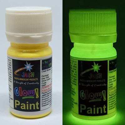Jash Night Glow Paint Night Glow water-based acrylic paint Yellow 30gm(50ml)(Set of 1, Yellow)
