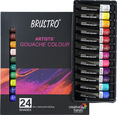 BRuSTRO Artists’ Gouache Colour Set of 24 Colours X 12ML Tubes(Set of 60, Multicolor)