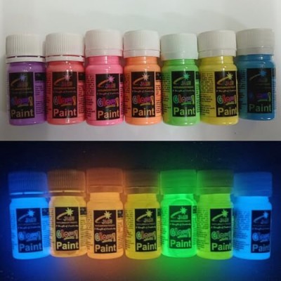 Jash Glow In The Dark Paintt Glow in the dark Paint 7 colours(Set of 7, Orange, Pink, Yellow, voilet, Red, Green, skyblue)