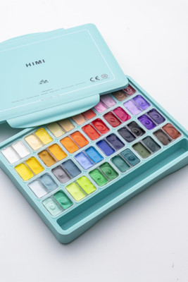 thoovi HIMI - Gouache Paint - Twin Cup sets - 12g Jelly cups - 48 Sets(Set of 1, Multicolor)