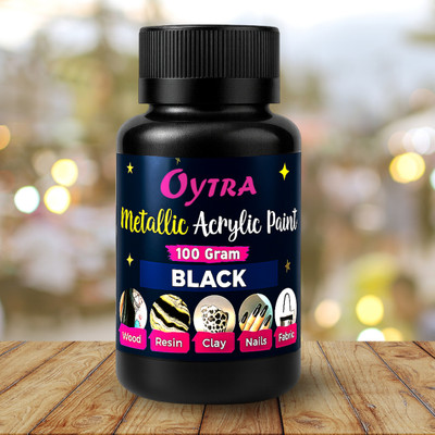 OYTRA Acrylic Metallic Color Bottles (100ml / 3.4Oz )Vibrant Colours for Professionals(Set of 1, Black)