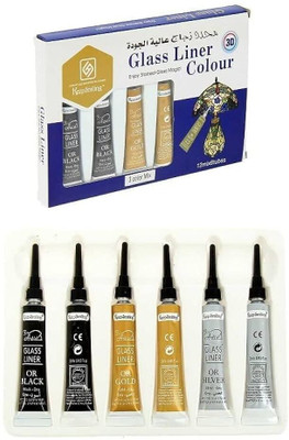 devam gift 3D Glass Liner Colors Paint Outliner Art and Crafts(Set of 1, Black,Gold, Silver)
