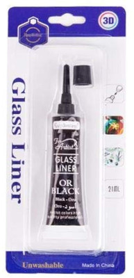 ARTISTERY 3D Glass Liner Color for Glass Painting 21ml x 1 Tube with color (Black)(Set of 1, Black)