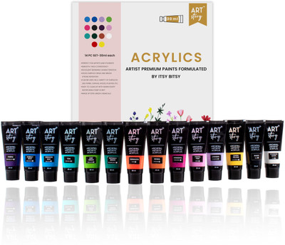 ITSY Bitsy Artists Acrylic Paint Set - 14 Colours X 30ml(Set of 1, Pastel)