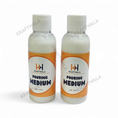 Kraftwala Fabric Colour Pouring Medium (50 ml x 2) For Block Printing and Screen Printing(Set of 2, White)