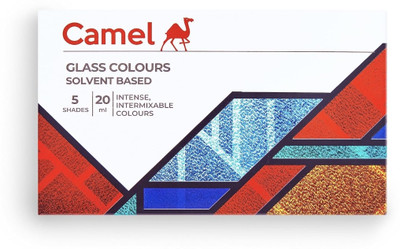 Camlin 2911628 - CAMEL GLASS COLOURS SOLVENT BASED 5 SHADES 20ML(Set of 5, Multicolor)