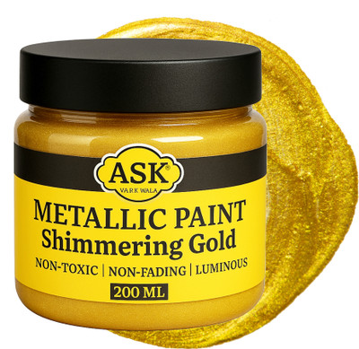 ask vark wala Acrylic Metallic Gold Paint, Non Fading, 200ml Non Toxic, Paint for Art,Painting(Set of 1, Gold)