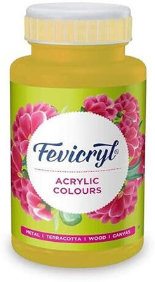 Fevicryl Acrylic Colour 500 ml Paint for Art & Craft ,DIY ,Canvas,Wood,Leather,Metal(Set of 1, Neon Yellow)