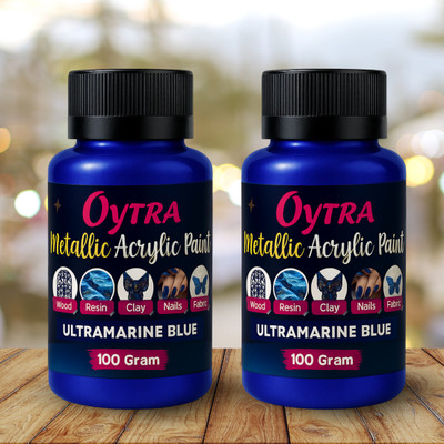 OYTRA Metallic Acrylic Color Paint 200 Grams DIY Shimmer Art Wood Canvas Wall(Set of 2, Ultramarine Blue)