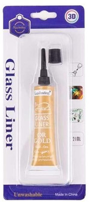 Qalam Kaari 1pcs Gold Glass Liner Color 3D Glass Color 21ml Tube Gold Color(Set of 1, Gold)