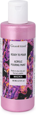 Granotone Premium Metallic Acrylic Pouring Paint 200 Ml (Magenta)(Set of 1, Magenta)