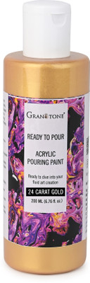 Granotone Premium Metallic Acrylic Pouring Paint 200 Ml (24 Carat Gold)(Set of 1, 24 Carat Gold)