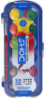 DOMS Water Colour Cake 12 Shades (30mm)(Set of 1, Multicolor)