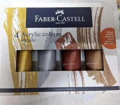 FABER-CASTELL CREATIVE STUDIO METALLIC ACRYLIC SET OF 4(Set of 1, Multicolor)