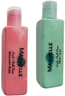 Marvelle Set of 2 Acrylic Chalk Paint Matte finish(Set of 2, Mint Leaf, Brilliant Rose)