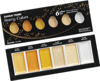 Zig Kuretake Gansai Tambi Starry Colors Set(Set of 6, MULTICOLOR MADE IN JAPAN)