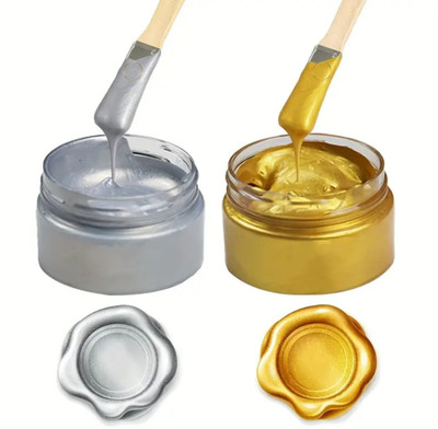 AK GOLD LEAF 2pcs Sliver/Gold Acrylic Colour Metallic Paint (1.69oz, 50ml) Rich Pigments(Set of 2, Gold, Silver)