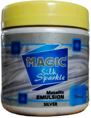 Magic Paints Metallic Paint Extra Sheen ,Glitter for Painting Walls, Wood, Glass, DIY 50ml(Set of 1, Silver)