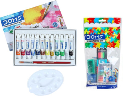 DOMS Water Color Tube 12 Shades And Champion kit 6 Painting Essentials Color Kit(Set of 1, Multicolor)