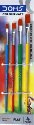 DOMS Colourmate Synthetic Paint Brush Set (Flat & Round,(Set of 1, Multicolor)