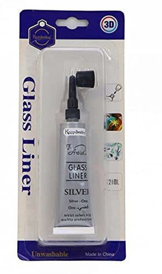 Kandle 1pcs Glass Liner Colors 3D Glass Color 21ml x 1 Tubes With Silver Color(Set of 1, Silver)