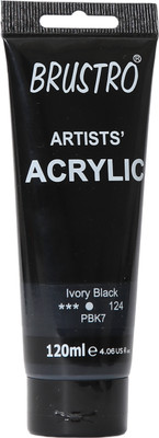 BRuSTRO Artists' Acrylic 120ml(Set of 1, Ivory Black)