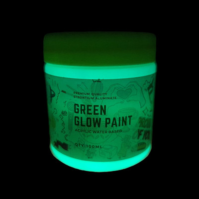 Glow Nest Green Glow In Dark Acrylic Paint | Night Glow Paint | Radium Paint -100 ML(Set of 1, Green)