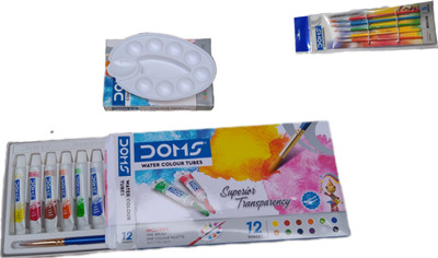 DOMS water colour tubes with palette and brush kit(Set of 12, Multicolor)