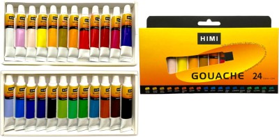 thoovi HIMI - Gouache Paint - 12 ml tubes - New Gen - Yellow cover (12 ml x 24 colours)(Set of 1, Yellow)