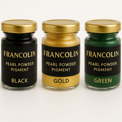 Francolin | Mica/Pearl Powder Pigment | Black | Gold | Green | Soap, Epoxy Resin(Set of 3, Black, Gold, Green)