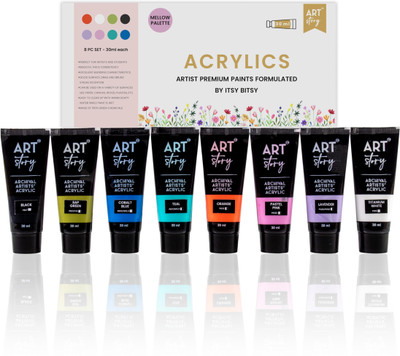 ITSY Bitsy Artists Acrylic Paint Set - Pastel 8 colours X 30ml(Set of 1, Pastel)