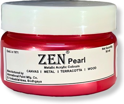 Zen Red Metallic Acrylic Paint 50ML(Set of 1, Red)