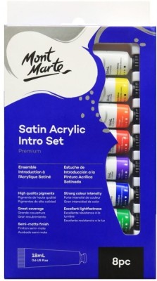 Mont Marte Premium Satin Acrylic Intro Set 18ml (0.6oz) 8pc(Set of 1, Blue)