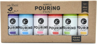 LITTLE BIRDIE Acrylic Pouring Paint Set - 6pcs, 60ml Each, Vibrant(Set of 1, Vibrant)