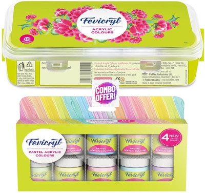 Fevicryl Combo Offer Sunflower Kit And Pastel Acrylic Set(Set of 20, Multicolor)