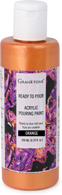 Granotone Premium Metallic Acrylic Pouring Paint 200 Ml (Orange)(Set of 1, Orange)