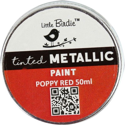 LITTLE BIRDIE Tinted Metallic Paint Poppy Red 50ML (Pack of 2)(Set of 2, Red)