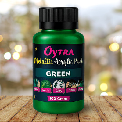 OYTRA Acrylic Metallic Color Bottles (100ml / 3.4Oz )Vibrant Colours for Professionals(Set of 1, Green)
